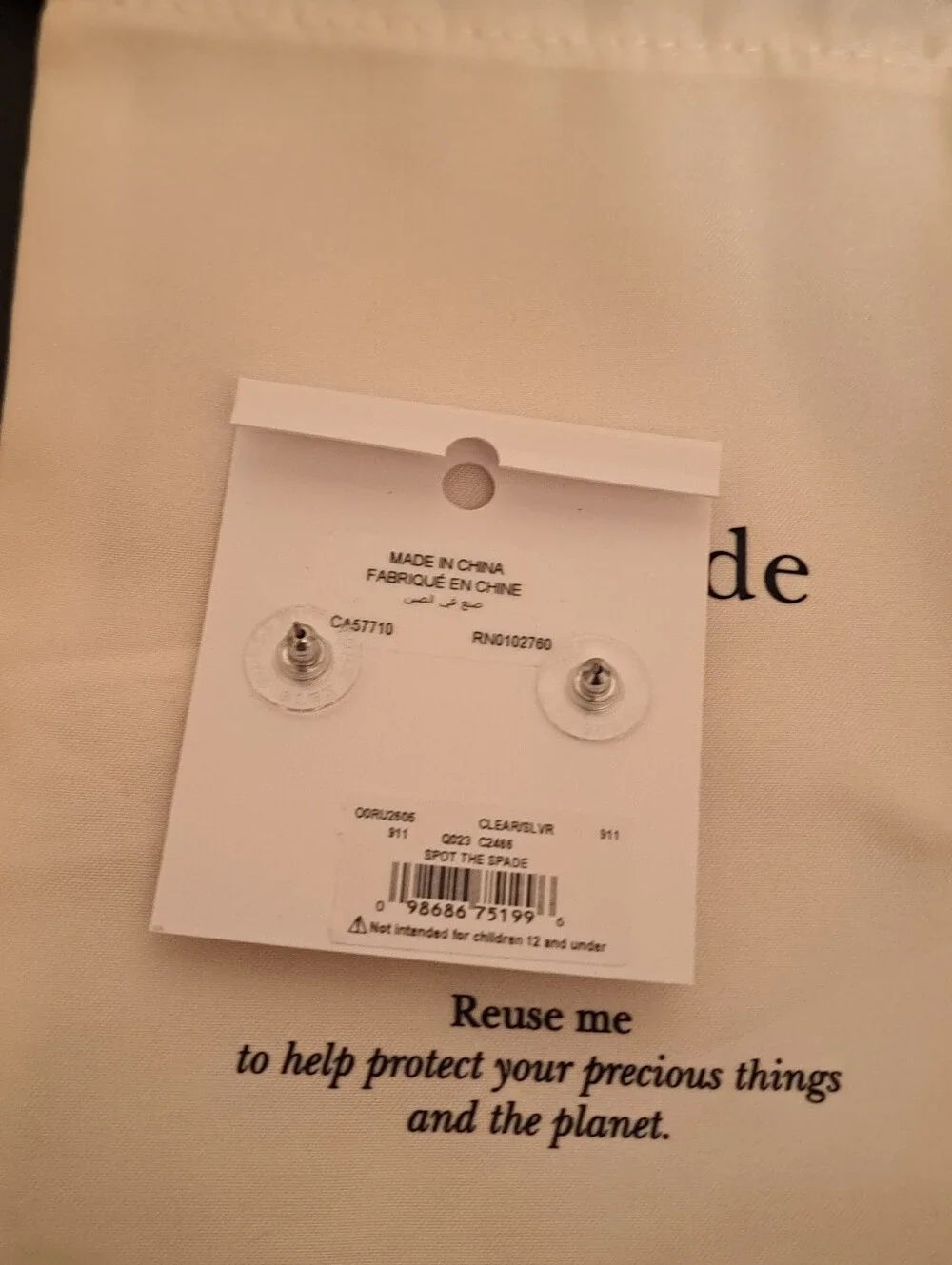 kate spade Silver Crystal Halo Stud Earrings with dust bag. NWT